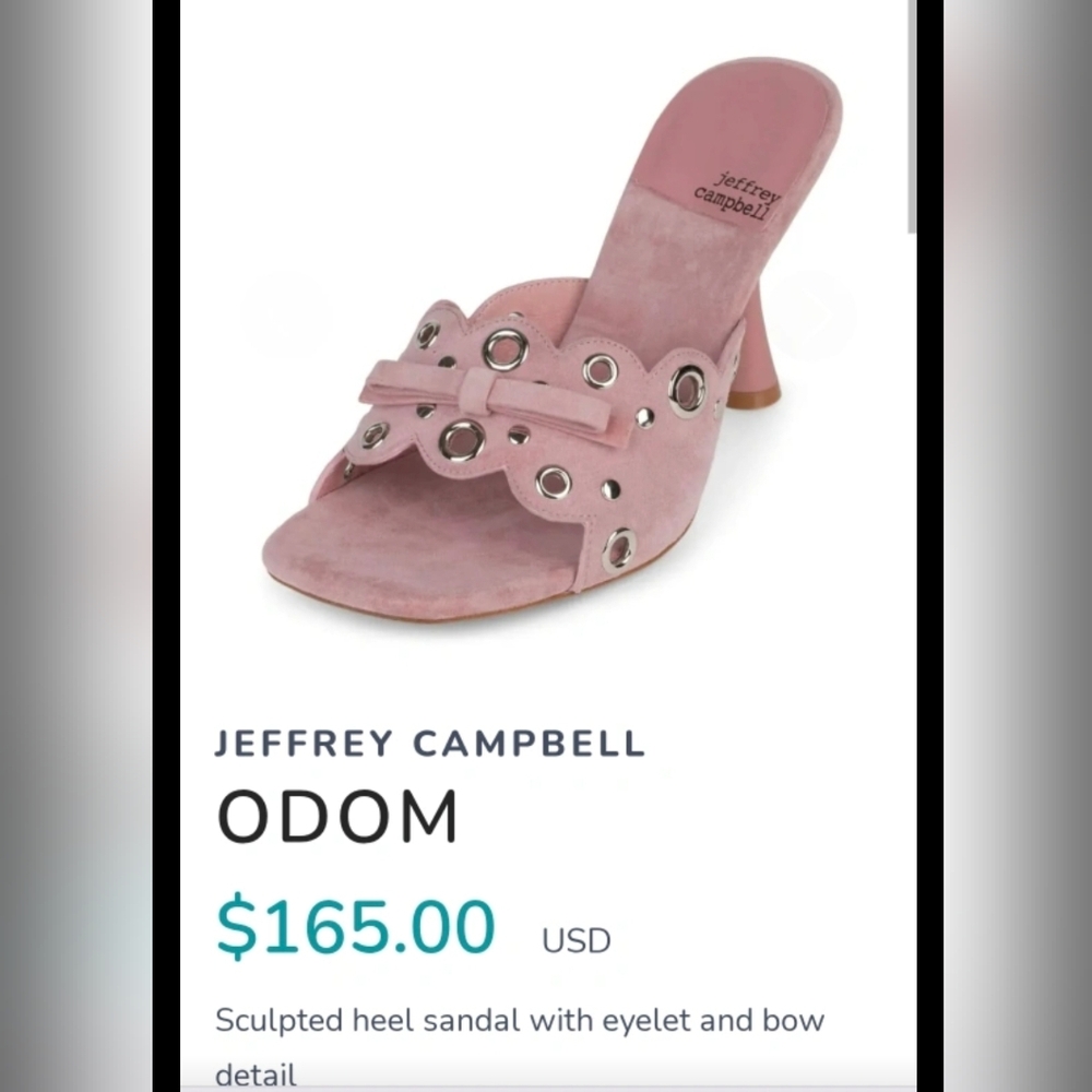 Jeffrey Campbell Pink Sculpted Heel Sandals With Eylets And Ribon - Picture 2 of 9